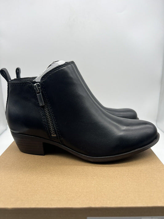 Lucky Brand Basel Leather Bootie Womens 6M Black Double Side Zipper
