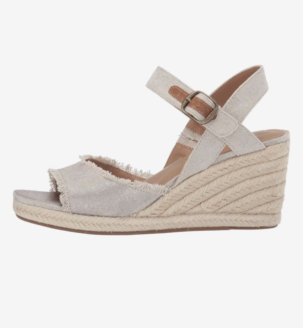 Lucky Brand Women's Mindra Espadrille Wedge Sandal - Size 7 Metallic Linen